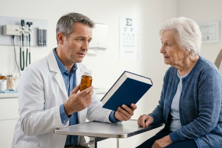 メディケアのCBD補助対象化を示す医師と処方箋のイメージ