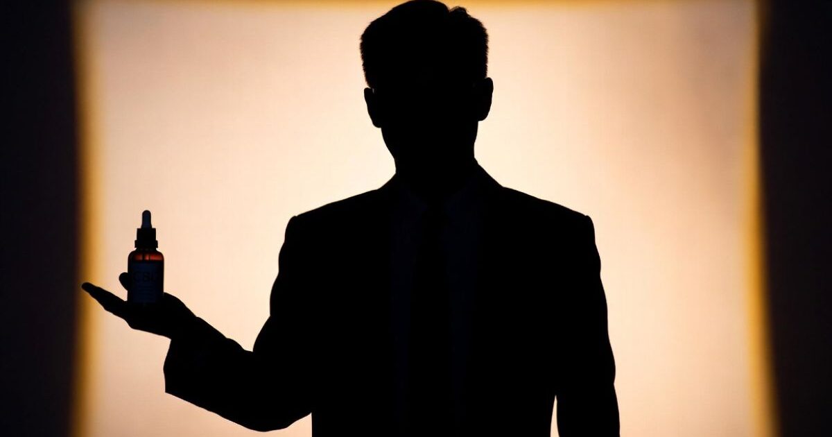 FBIのバッジと握手するビジネスマンのシルエット、ヘンプ企業への連邦機関公認を象徴するイメージ