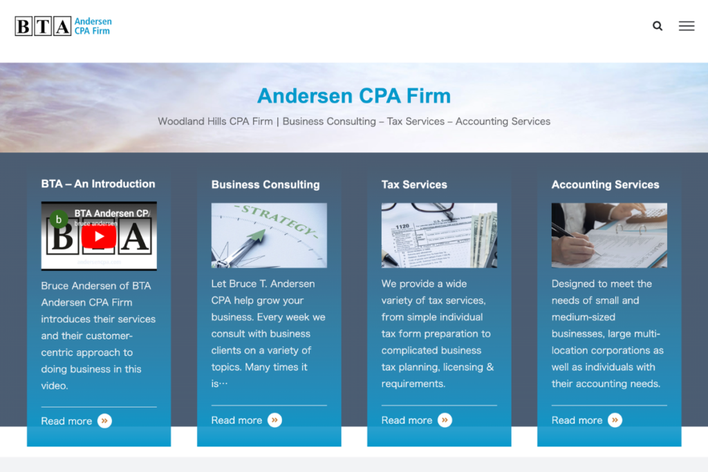 『アンダーセンCPAファーム（Andersen CPA Firm）』公式サイト